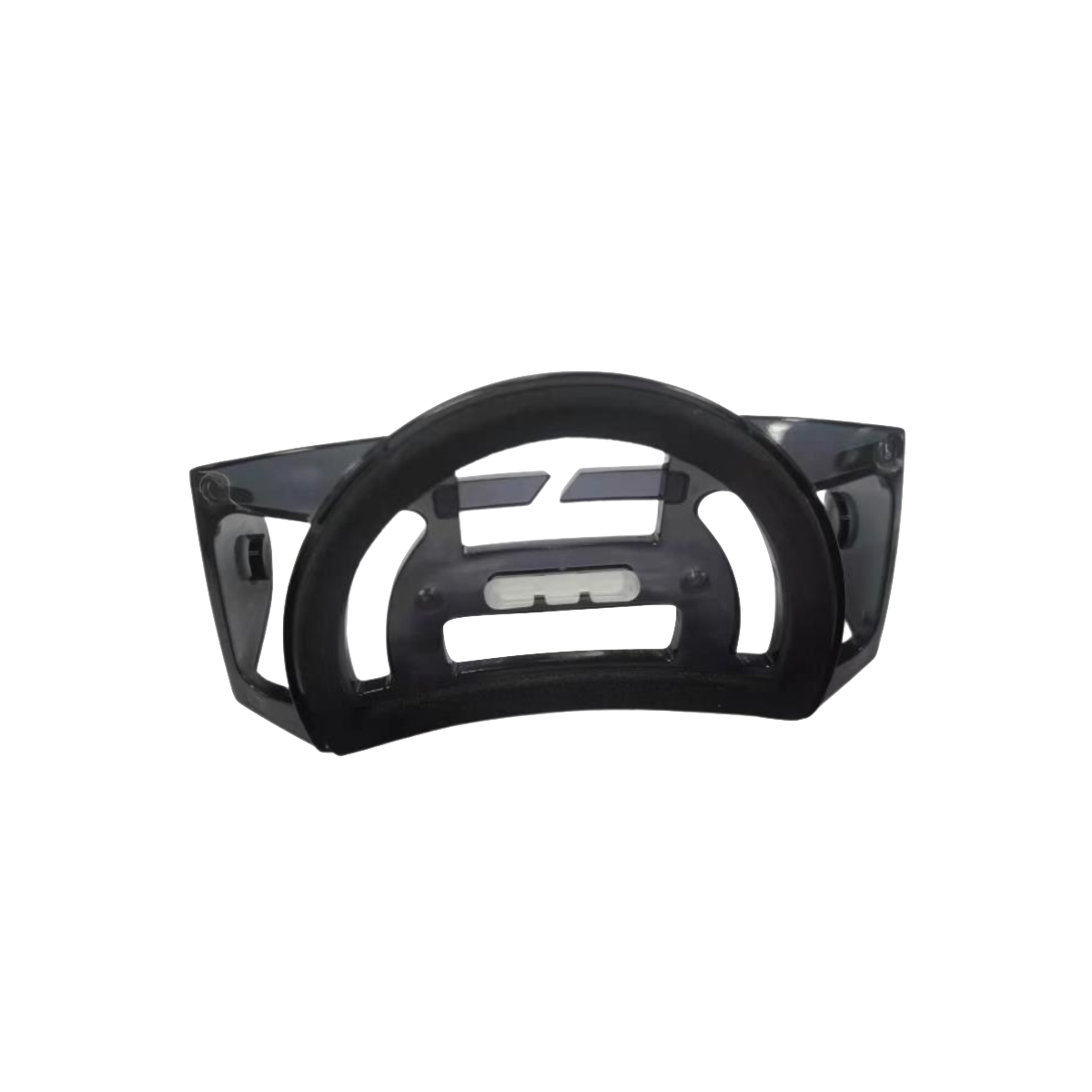 Base Plate for MH11 iH11R Ledlenser headlamp mounting plate shown from front left angle in black plastic