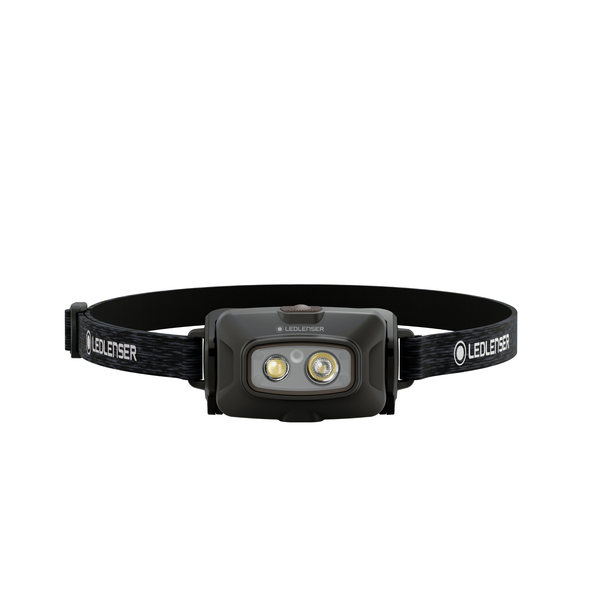 Ledlenser HF4R Signature Headlamp with dual LEDs and adjustable headband shown from the front
