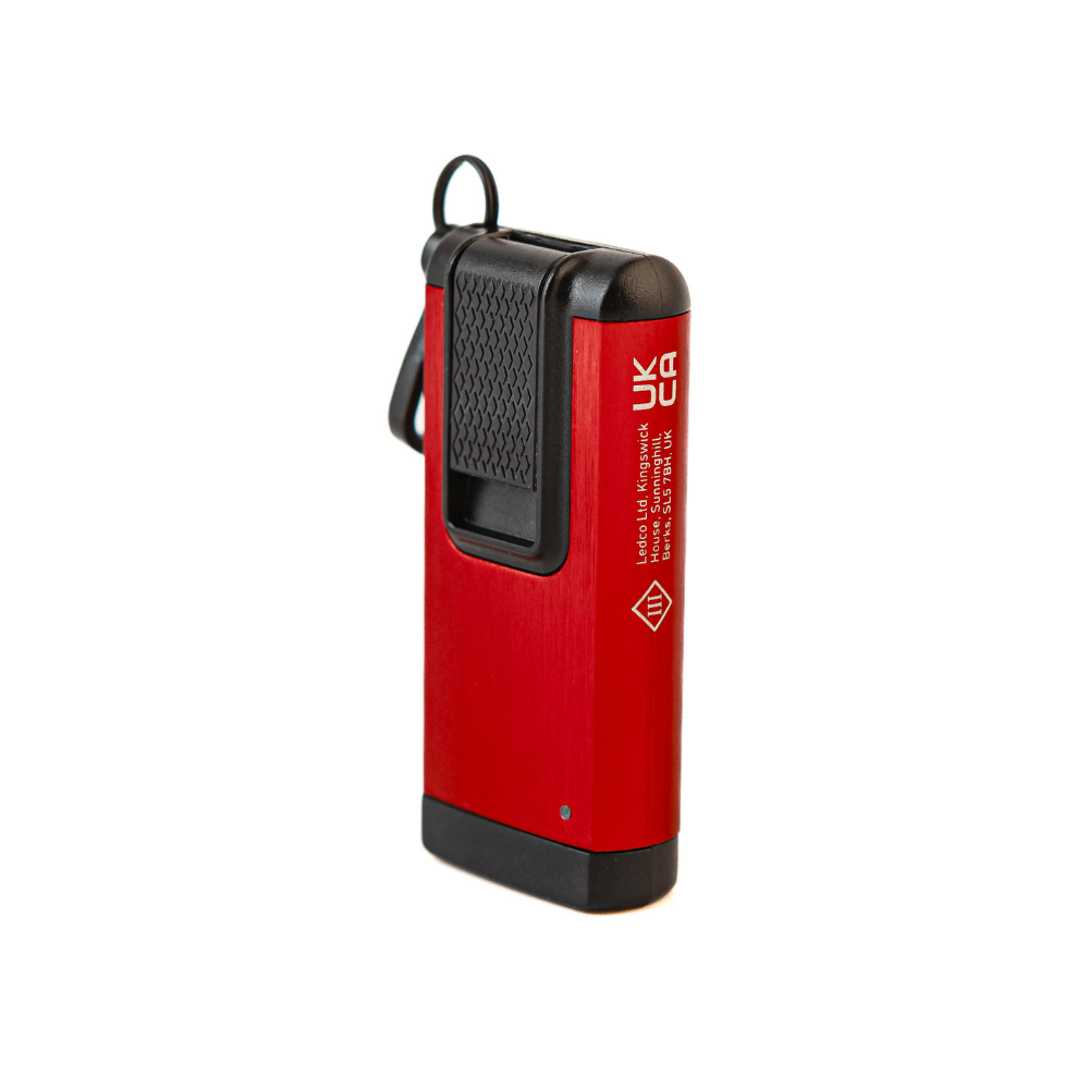 Ledlenser Limited Edition Red K6R Keychain Light compact red keychain flashlight with black top and loop attachment