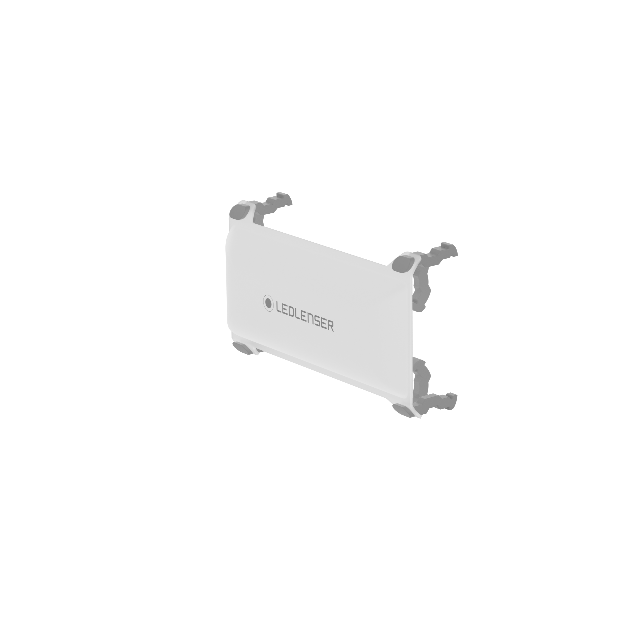 AF4R Work Floodlight mounting bracket white rectangular plate with four side clamps and Ledlenser logo