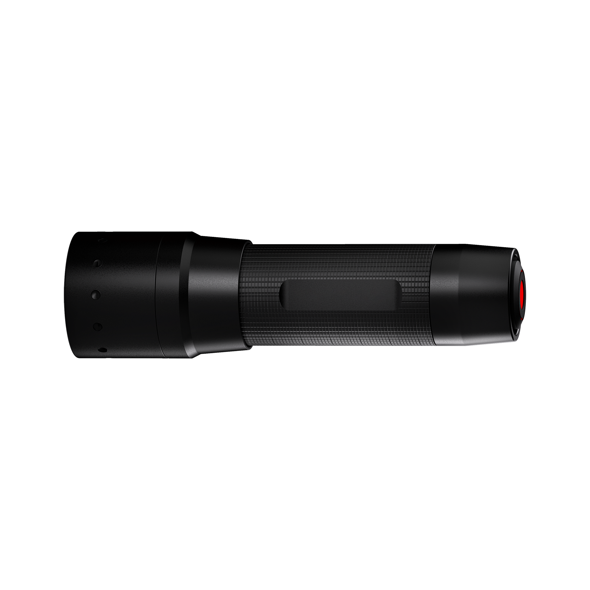 Ledlenser P7 Core Torch in black with textured grip displayed in side profile