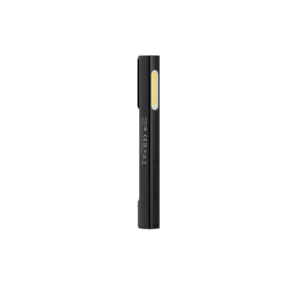 Ledlenser W2 Work Pen Light black pen‑shaped flashlight with yellow LED strip shown upright