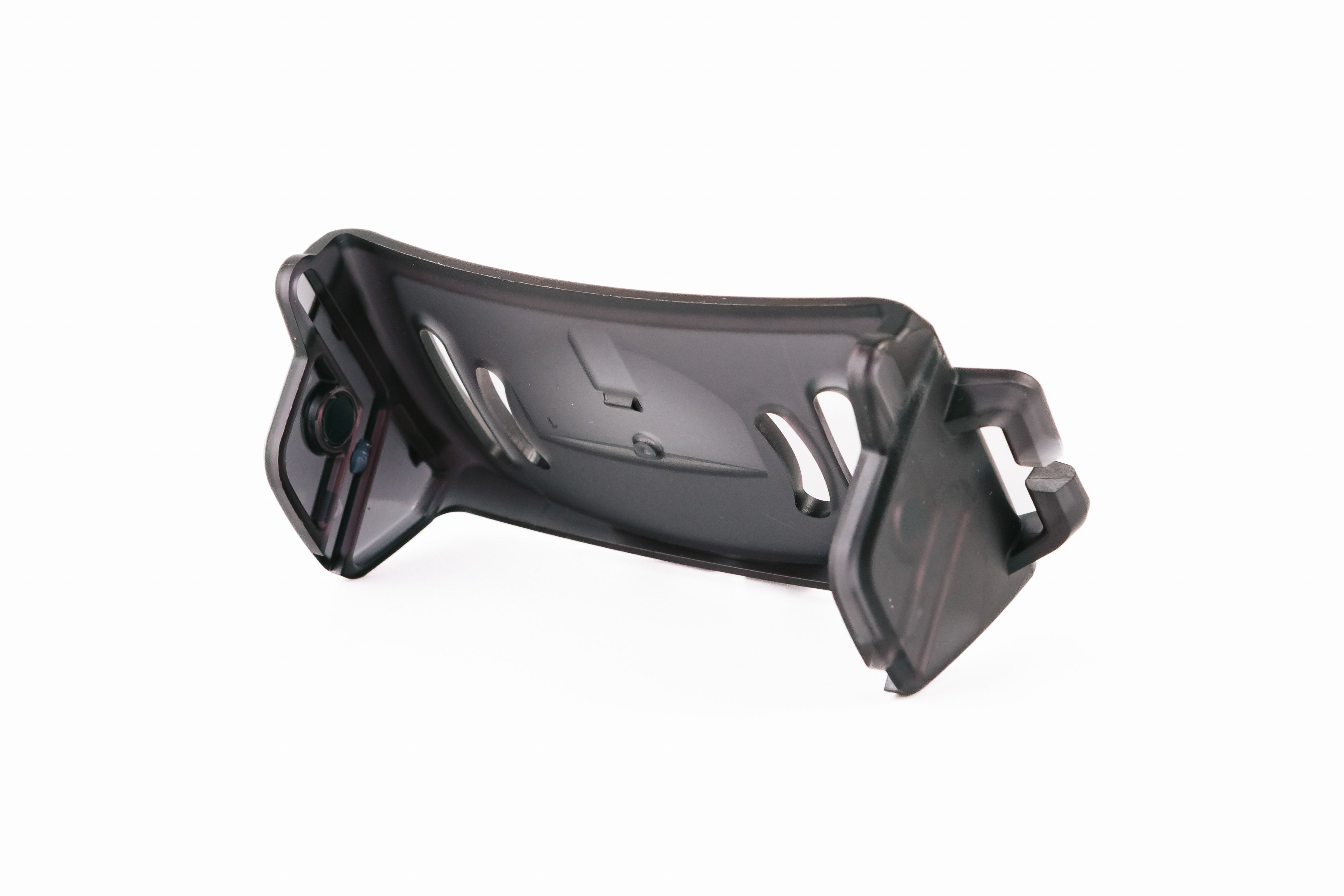 Ledlenser Spare Part Base Plate HF8R black plastic component shown from side angle on white background