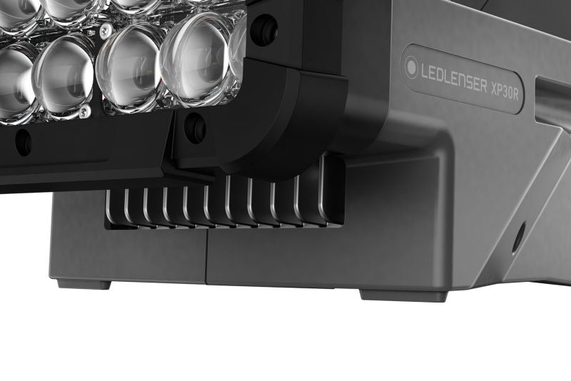 XP30R Spotlight close up in front left view showing multiple LED lenses and rugged grey housing with XP30R branding