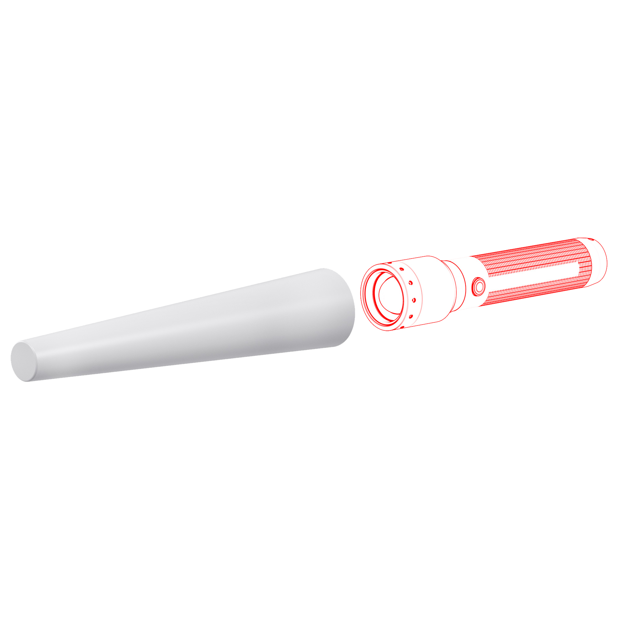 Ledlenser Signal Cone W 53mm suits P17R Core Torch white cone shown beside torch head