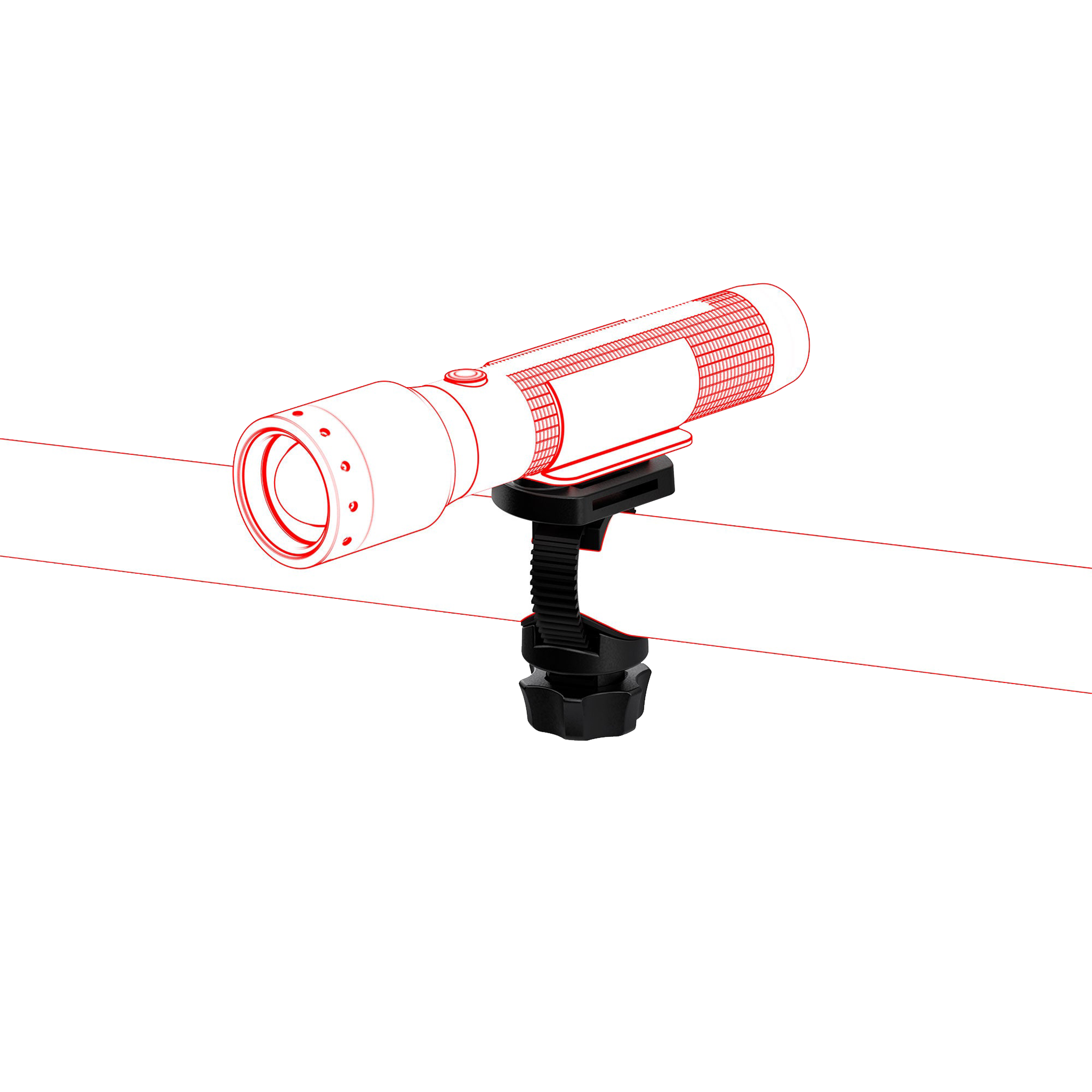 Ledlenser Universal Mounting Bracket Type E mounted headlamp and torch on adjustable clamp