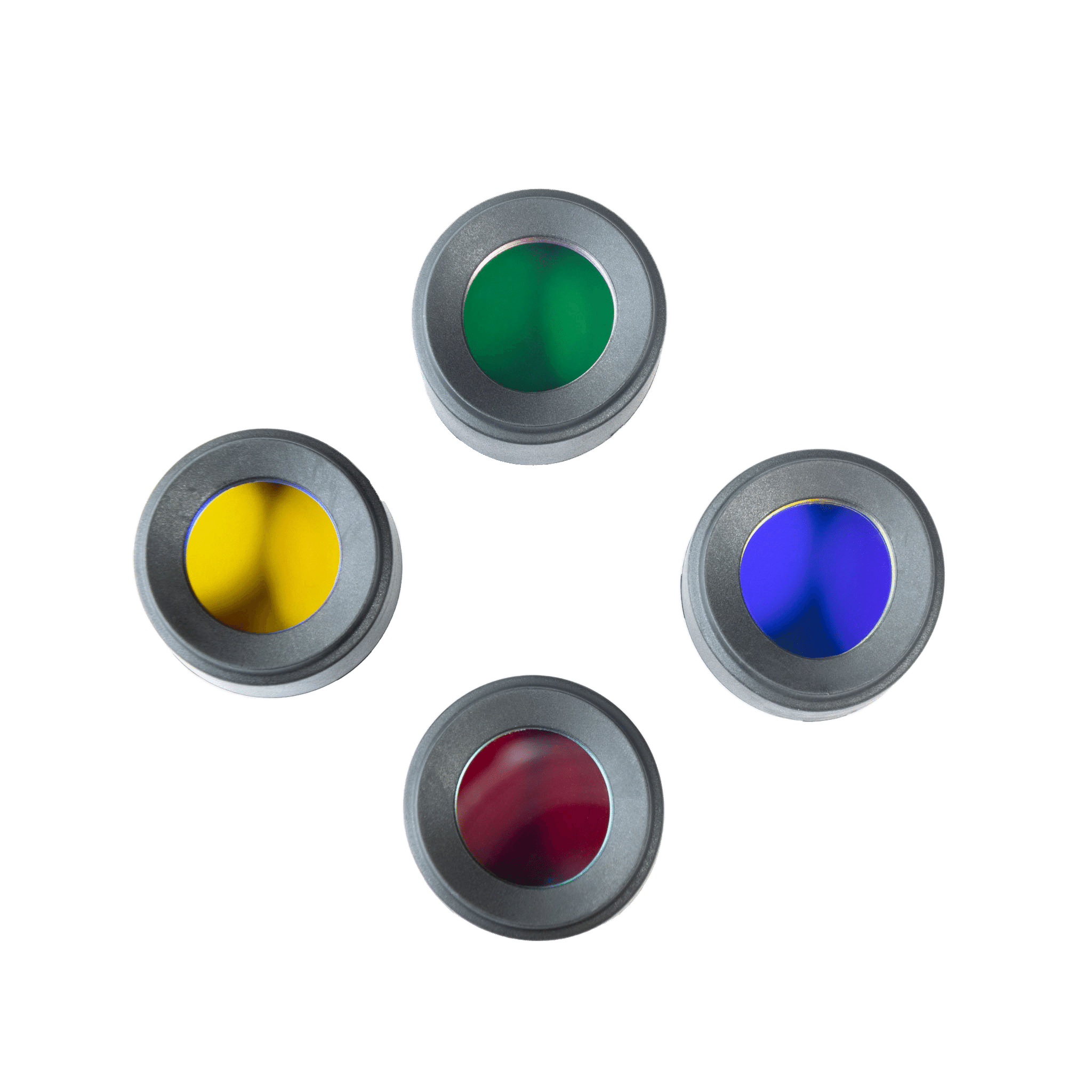 Colour Filter Set 29 5mm Suits P5R Core Torch showing four circular color filters (green yellow blue red)