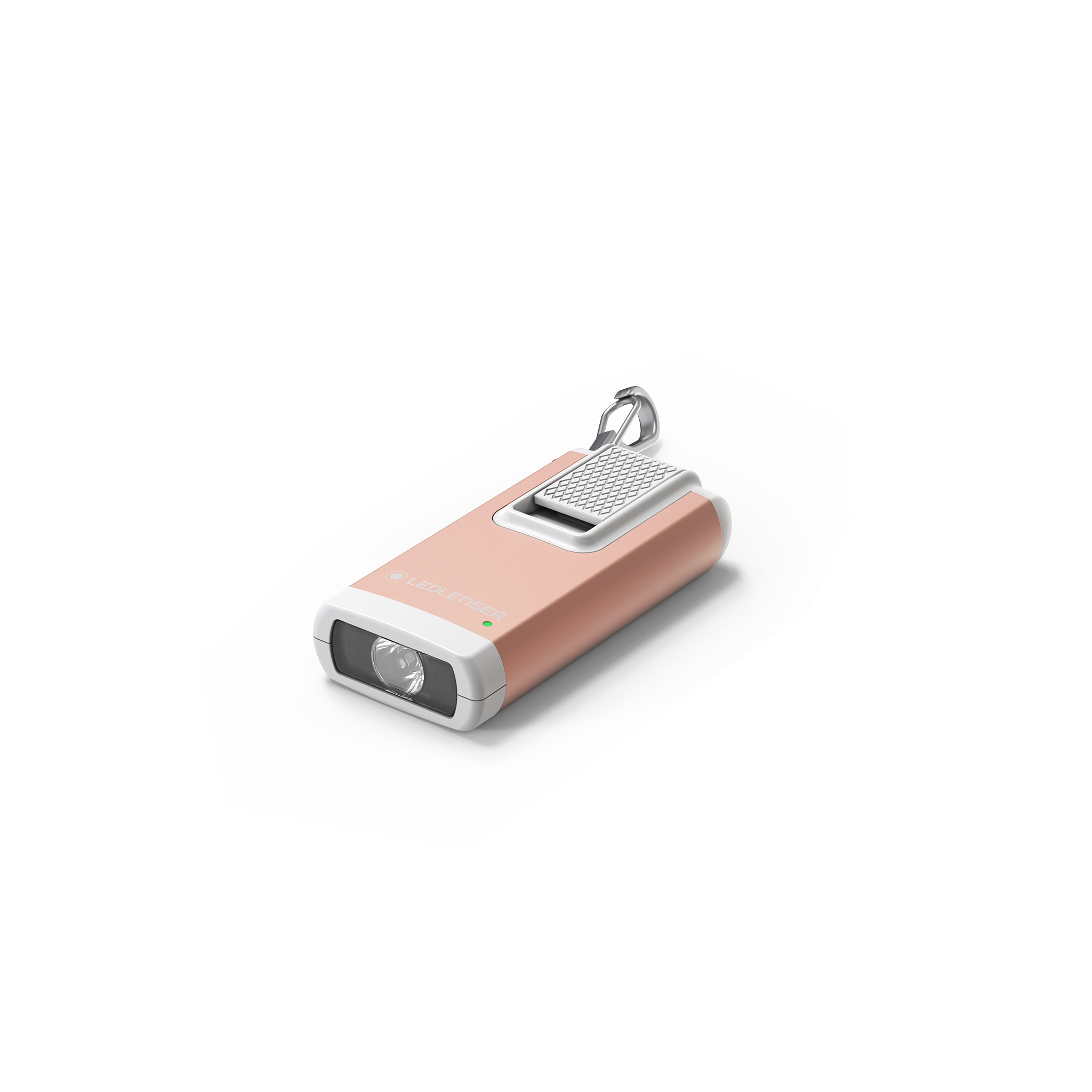 Ledlenser K6R Keychain Light compact USB rechargeable keyring flashlight in rose gold with metal clip