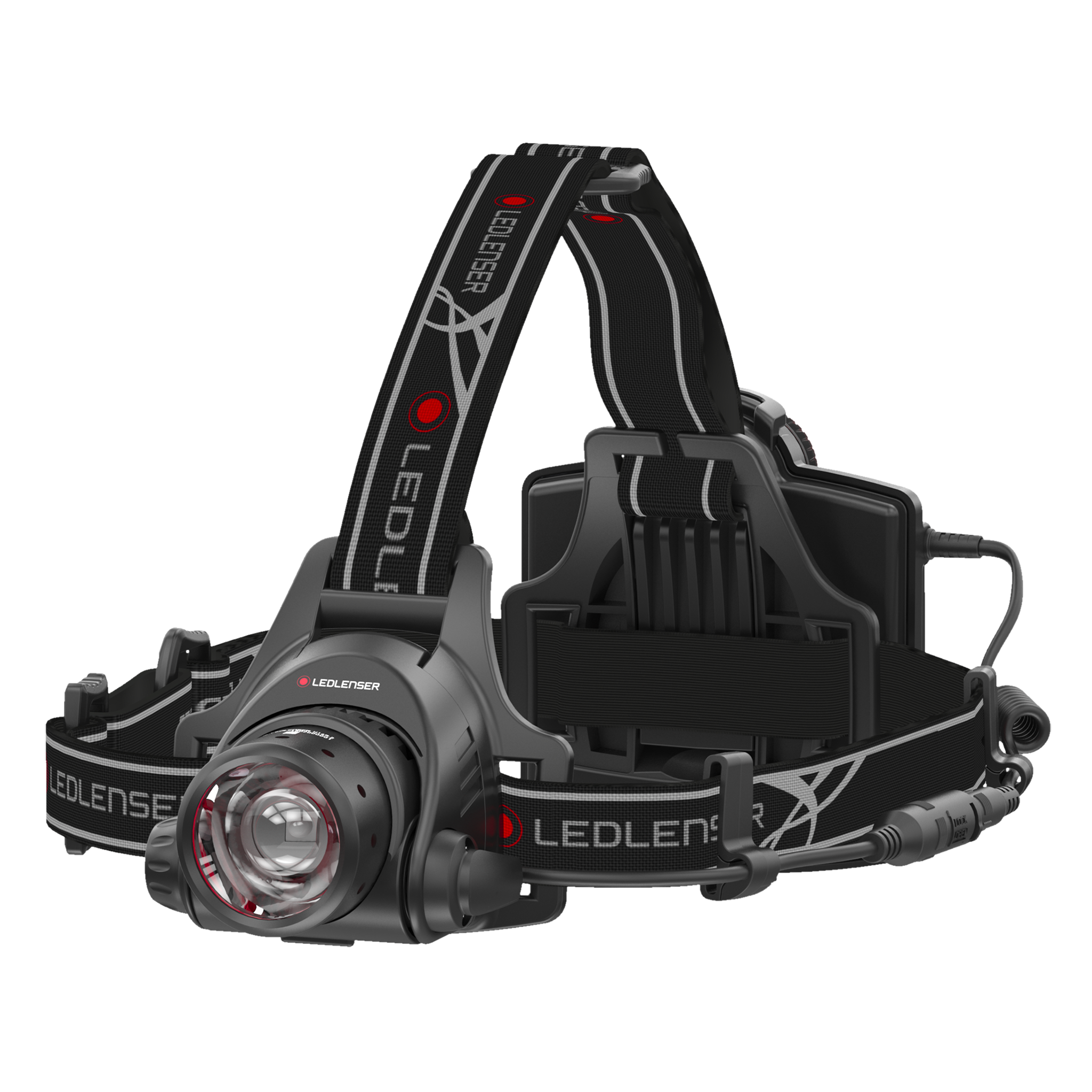 H14R 2 Headlamp with adjustable head strap and front LED lens rechargeable battery pack and modular mounting from Ledlenser