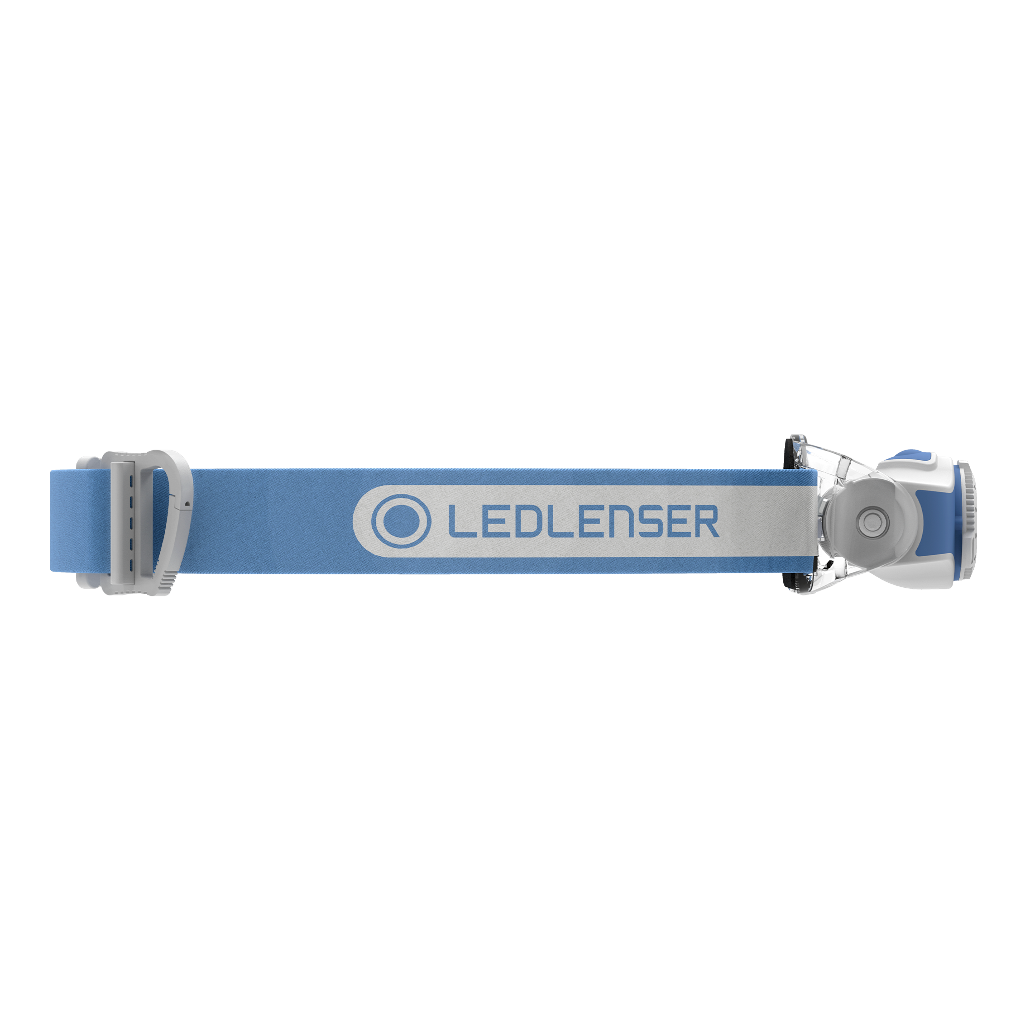 MH3 Headlamp with blue elastic headband and compact mount on the right side showing Ledlenser branding