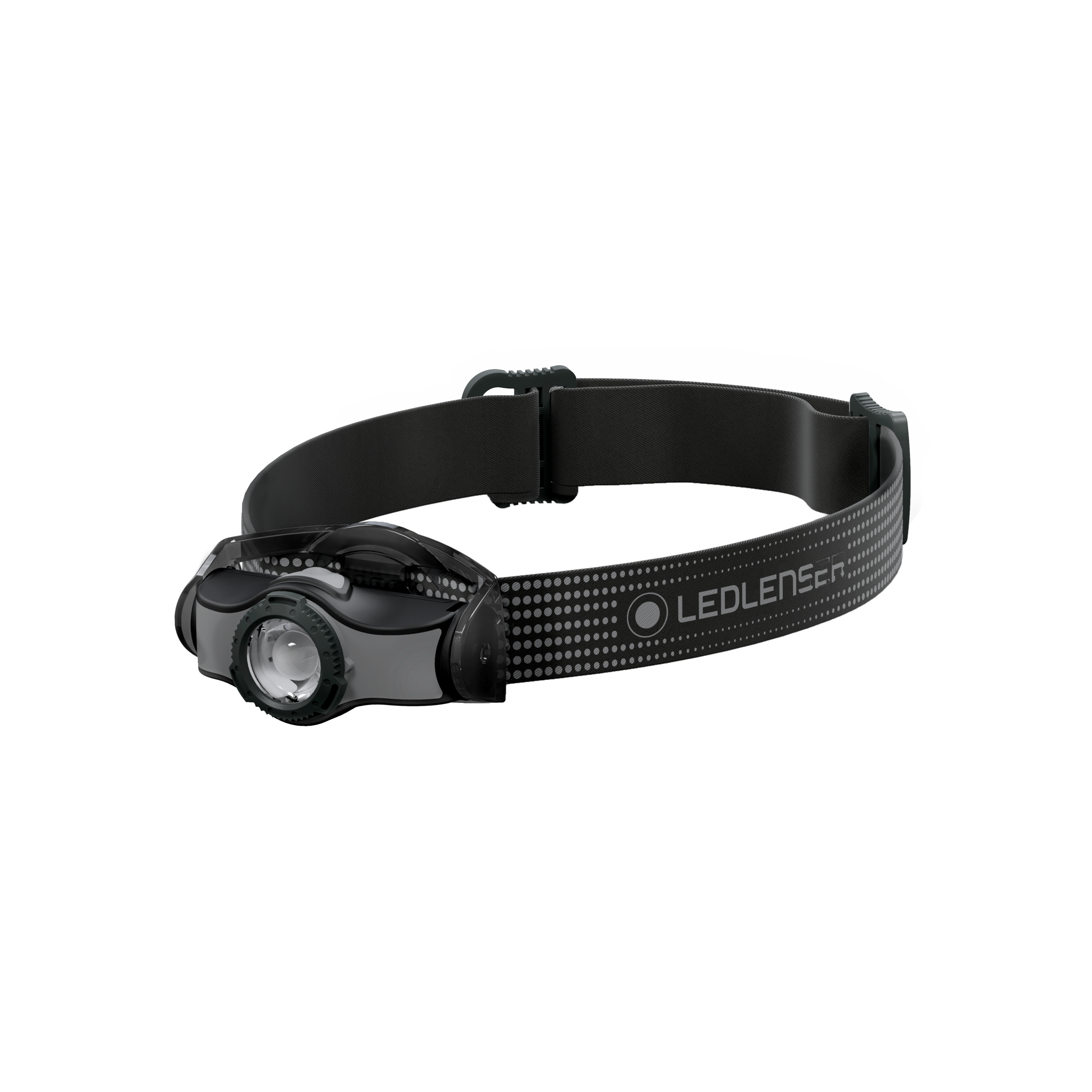 MH3 Headlamp by Ledlenser showing black adjustable head strap and front LED light
