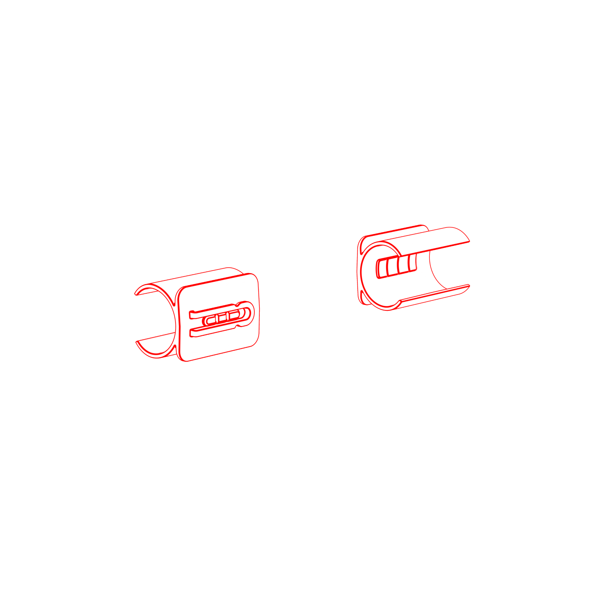 Lamp Adapter Type D torch dock adapters shown from side angles fittings for P7R Core Signature and Work torches