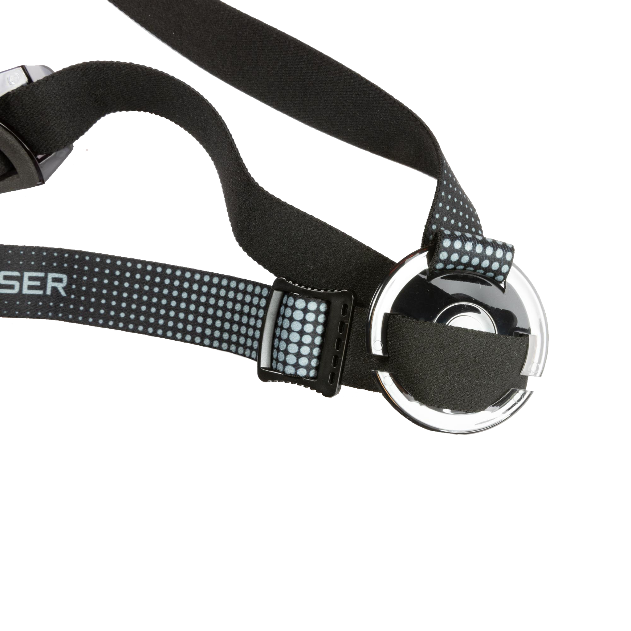 MH11 Replacement Full Headstrap Set black adjustable headwrap with dotted pattern and circular mounting plate for Ledlenser MH11 headlamp