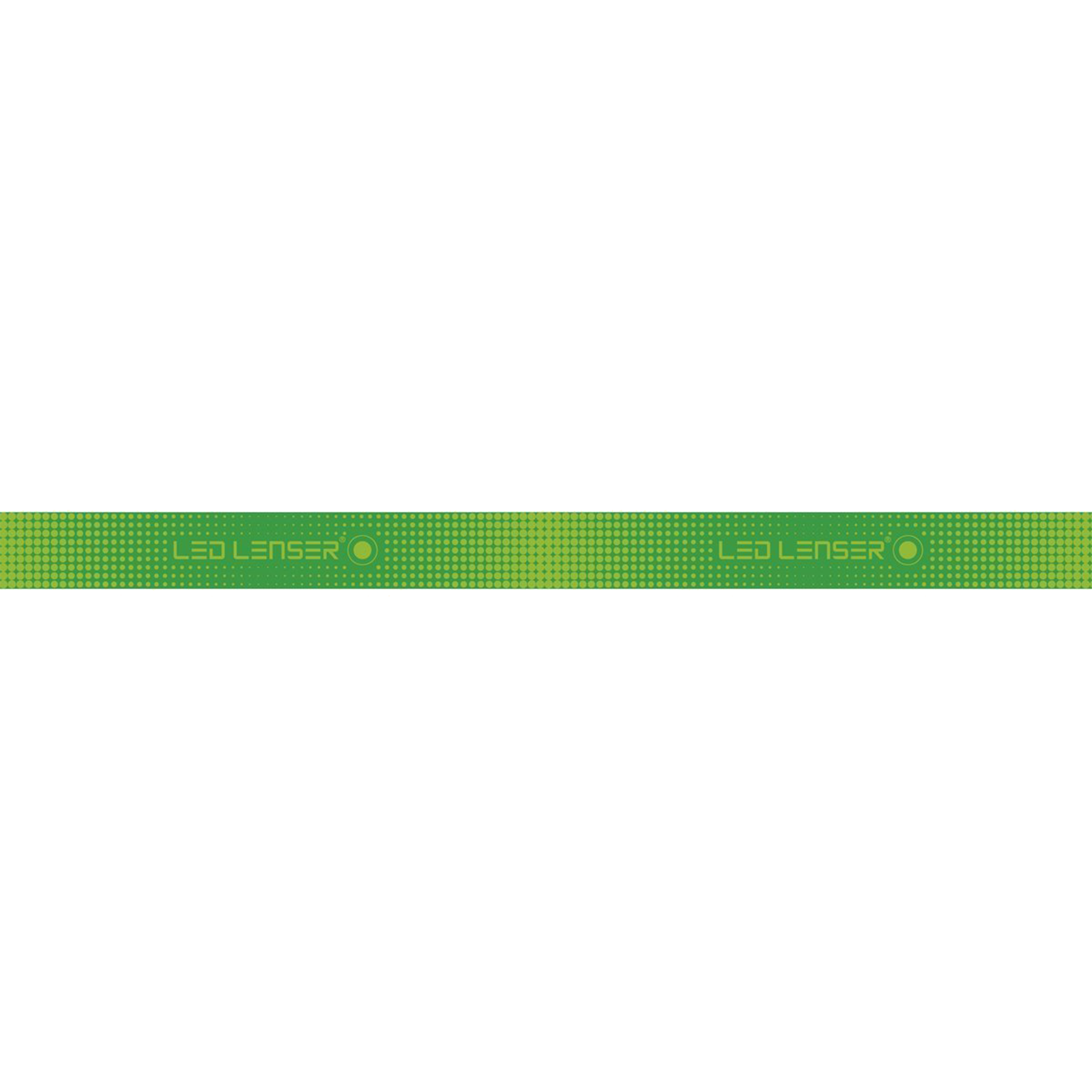 Ledlenser SEO Headband strap in bright green with dot pattern and logos