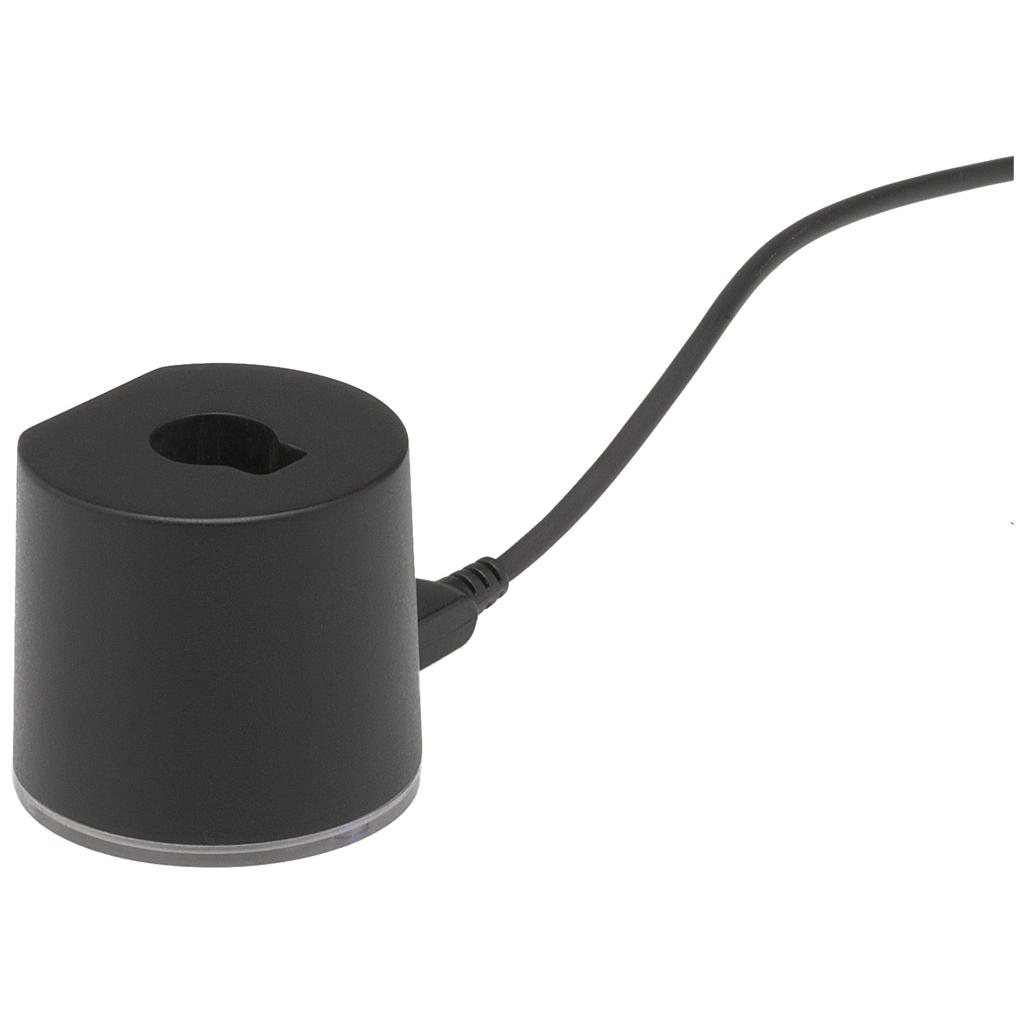 i6R Rechargeable Pen Light in a black charging cradle with USB power cable attached