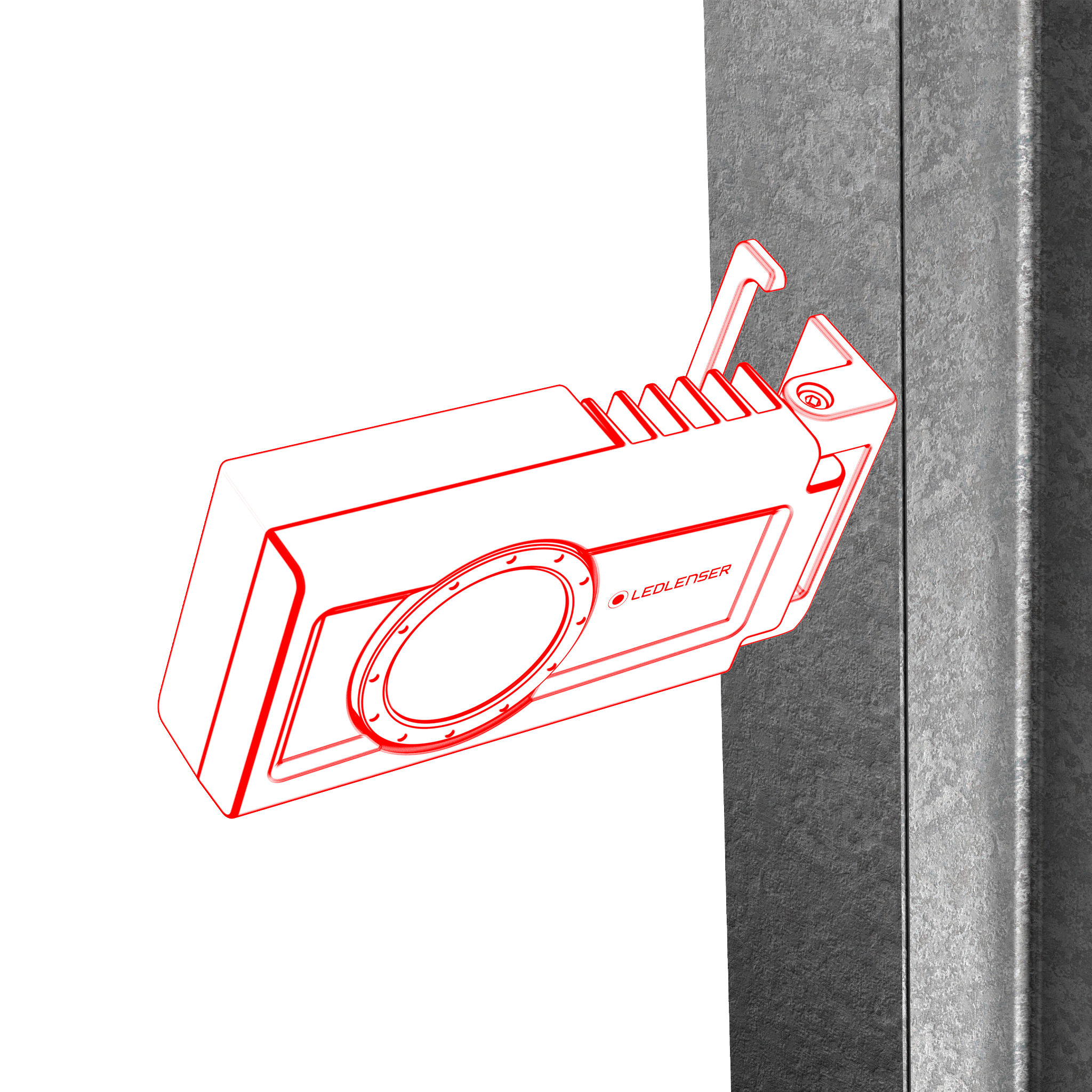Ledlenser iF3R Spotlight outline showing compact rechargeable handheld spotlight with wall mount bracket