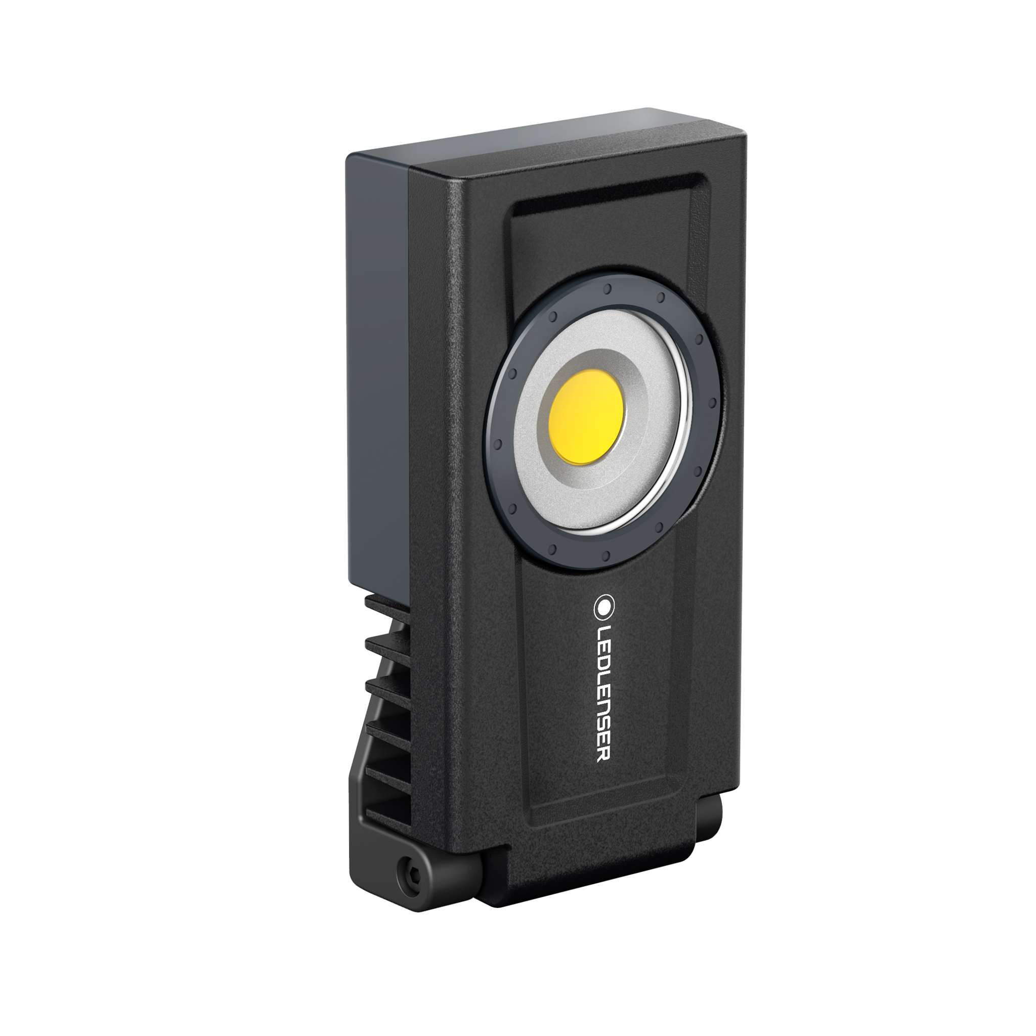 iF3R Spotlight Ledlenser compact rechargeable spotlight in black with visible yellow LED core