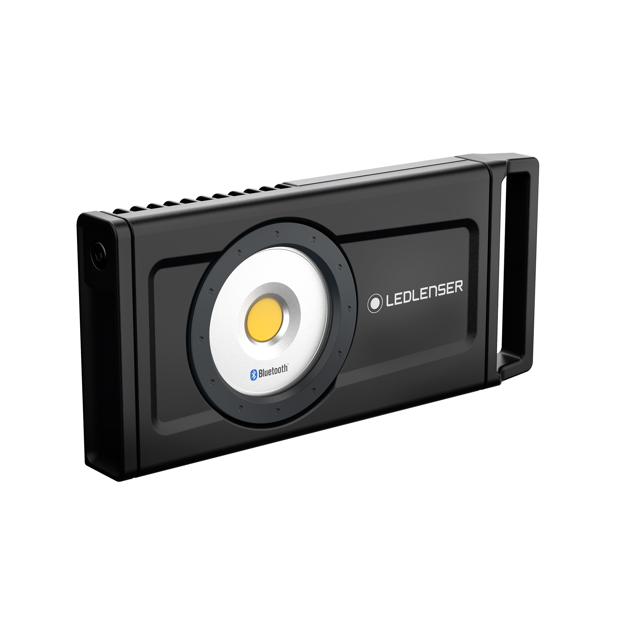 Ledlenser iF8R Spotlight rechargeable work light in black rectangular housing with a circular LED module and Bluetooth emblem