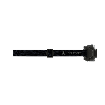 Ledlenser HF4R Core Headlamp mounted on an adjustable black headband with the battery pack to the right