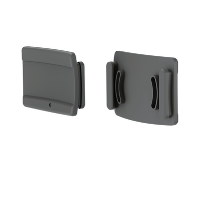 HF6R Signature Headlamp mounting clip accessory shown from front and back in dark grey