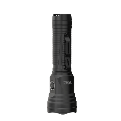 TFX Propus 3500 Torch shown in a vertical side profile with its clip attached black tactical handheld flashlight