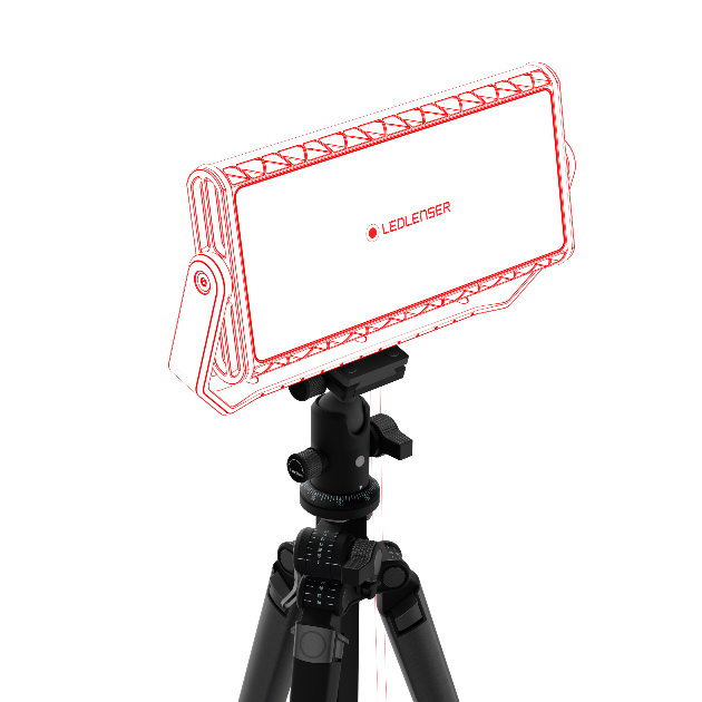AF12C Work Floodlight mounted on a tripod with a rectangular light head and adjustable mounting bracket