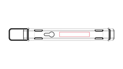Ledlenser AF2R Work Area Light shown in a horizontal schematic with mounting brackets and a highlighted label area