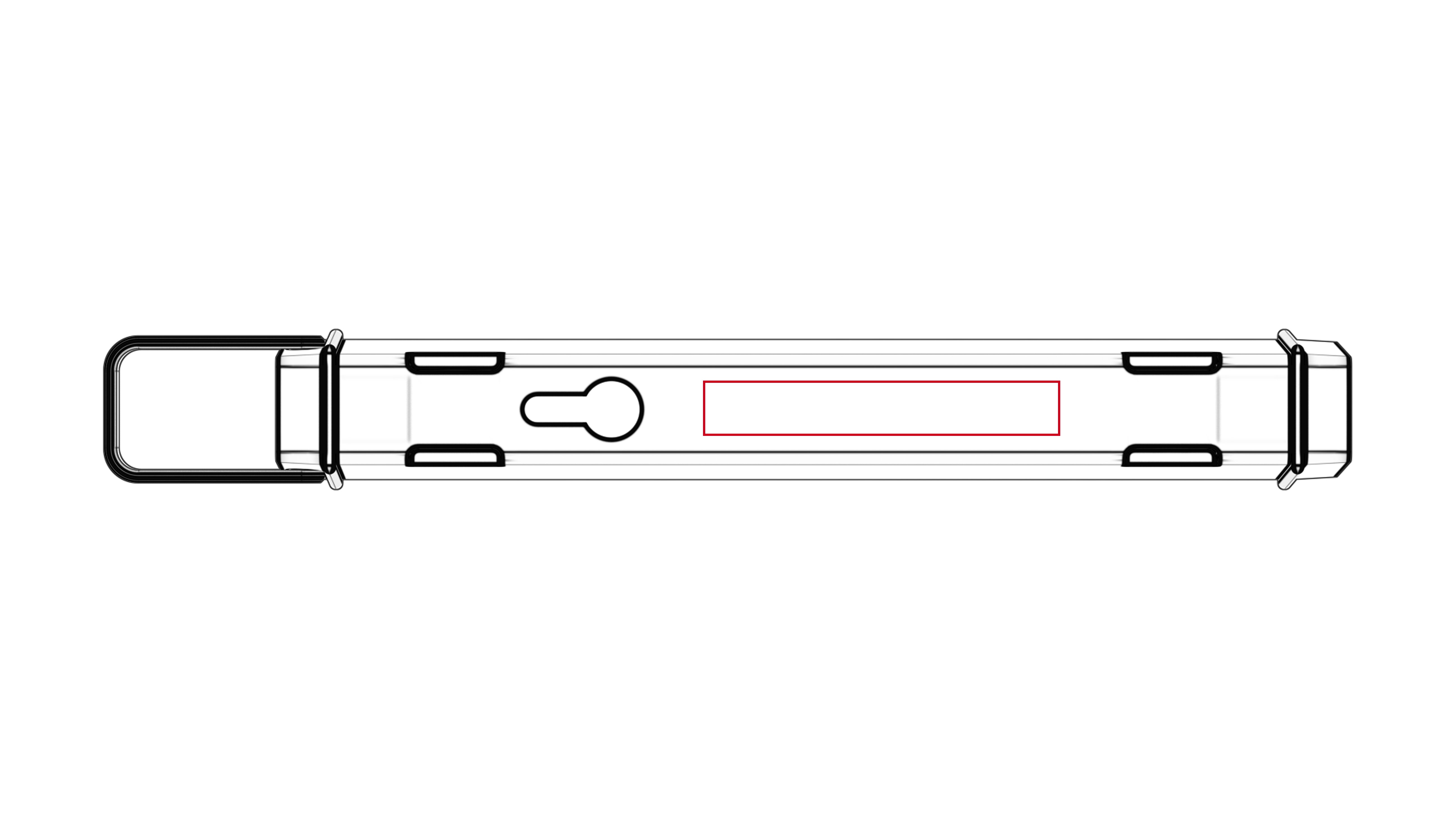 Ledlenser AF2R Work Area Light shown in a horizontal schematic with mounting brackets and a highlighted label area