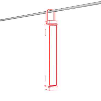 AF2R Work Area Light hanging vertically from a ceiling cable showing a white rectangular housing