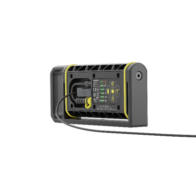 Ledlenser AF4R Work Floodlight front view featuring black and yellow rugged housing control panel and attached power cable