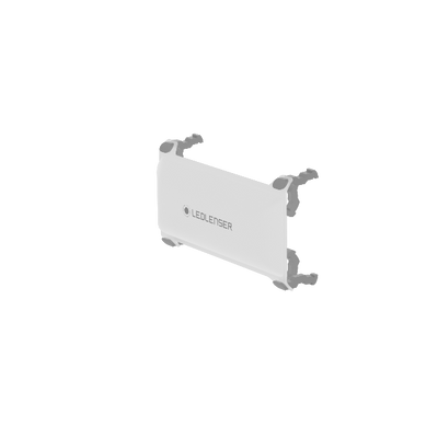 AF4R Work Floodlight mounting bracket white rectangular plate with four side clamps and Ledlenser logo