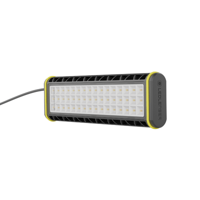 Ledlenser AT10C Work Task Light rectangular LED work light with grey body and yellow trim corded horizontal orientation