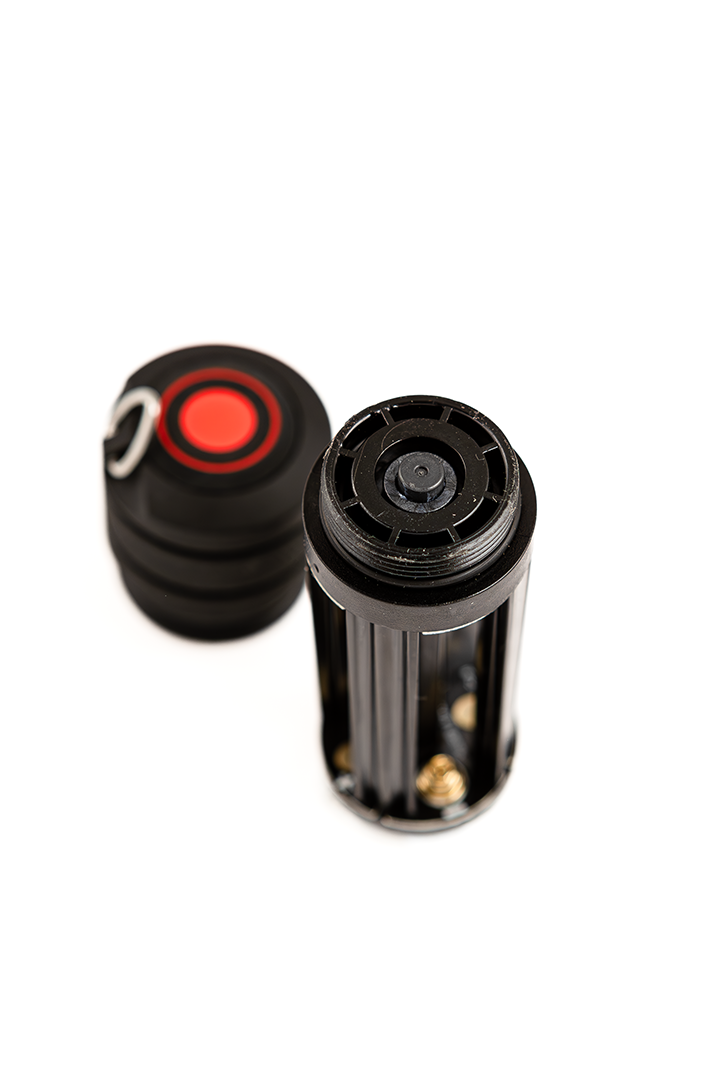 Ledlenser Battery Case Switch for P7 P7 2 T7 shown as a black cylindrical battery case with a red cap end cap in the background