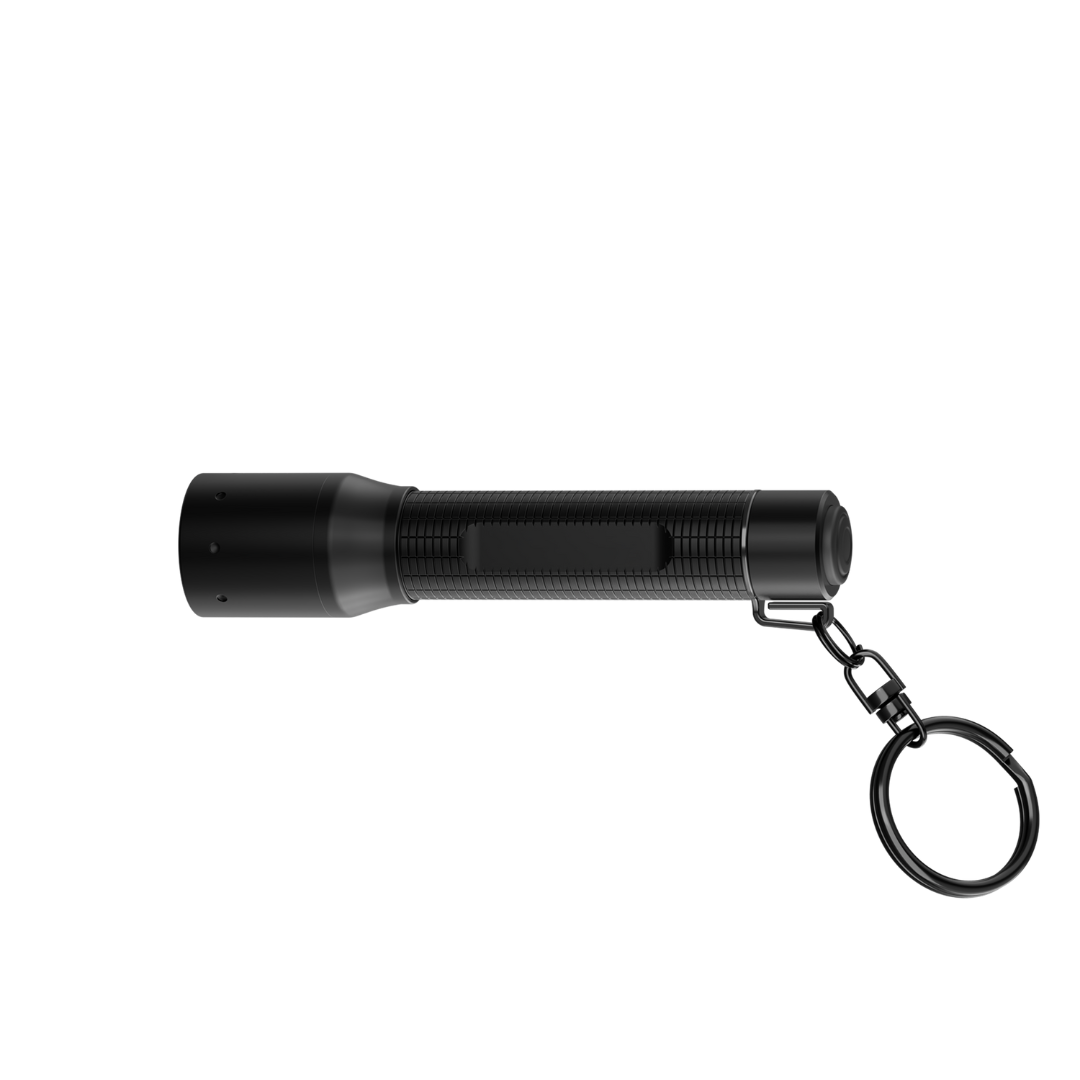 Ledlenser P3R Torch compact black handheld flashlight with textured grip and key ring attachment