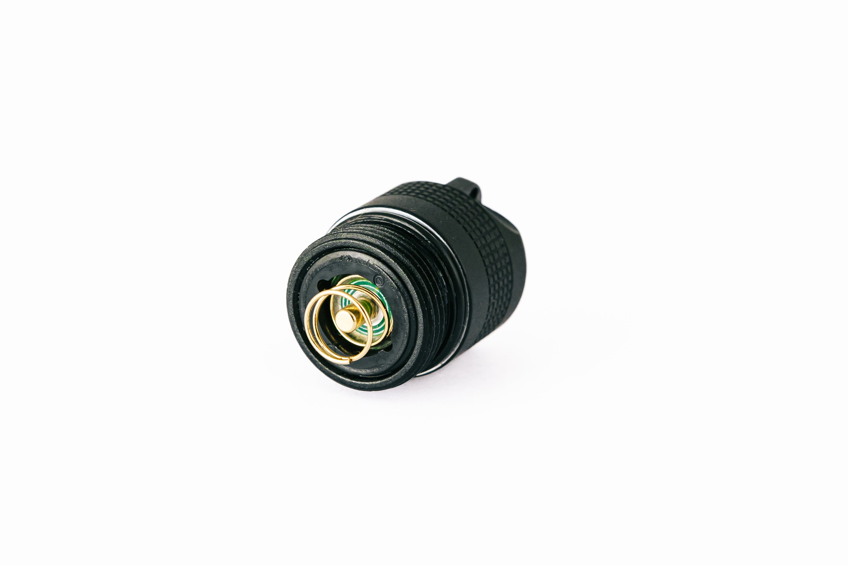 SPARES Torch End Cap for P5R and P5R 2 Torches black spare part with threading and visible internal contacts