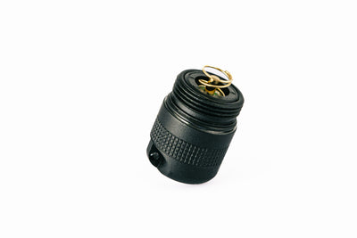 SPARES Torch End Cap for P5R and P5R 2 Torches black end cap with knurled grip photographed at an angled view on white background