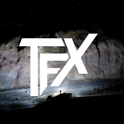 TFX Propus 3500 Torch branding image showing a large white TFX logo over a rocky cave background