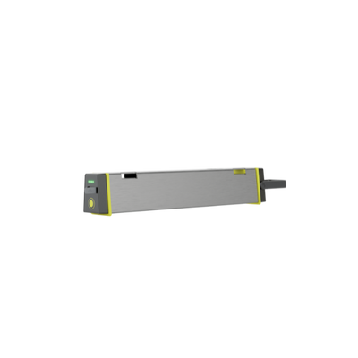 Ledlenser AF2R Work Area Light: slim rectangular grey body with yellow accents left control module and right mounting handle