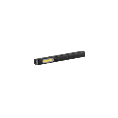 W2R Work Pen and Test Light: slim black rechargeable torch with yellow LED panel shown horizontal