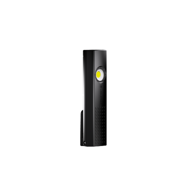 Ledlenser W5R Work Light black vertical rechargeable work light with a yellow LED module and integrated clip