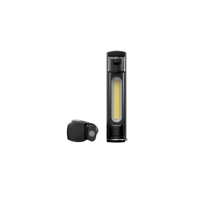 Ledlenser W6R Work Light with fold out stand and magnetic charging accessory black portable work light with vertical yellow LED panel
