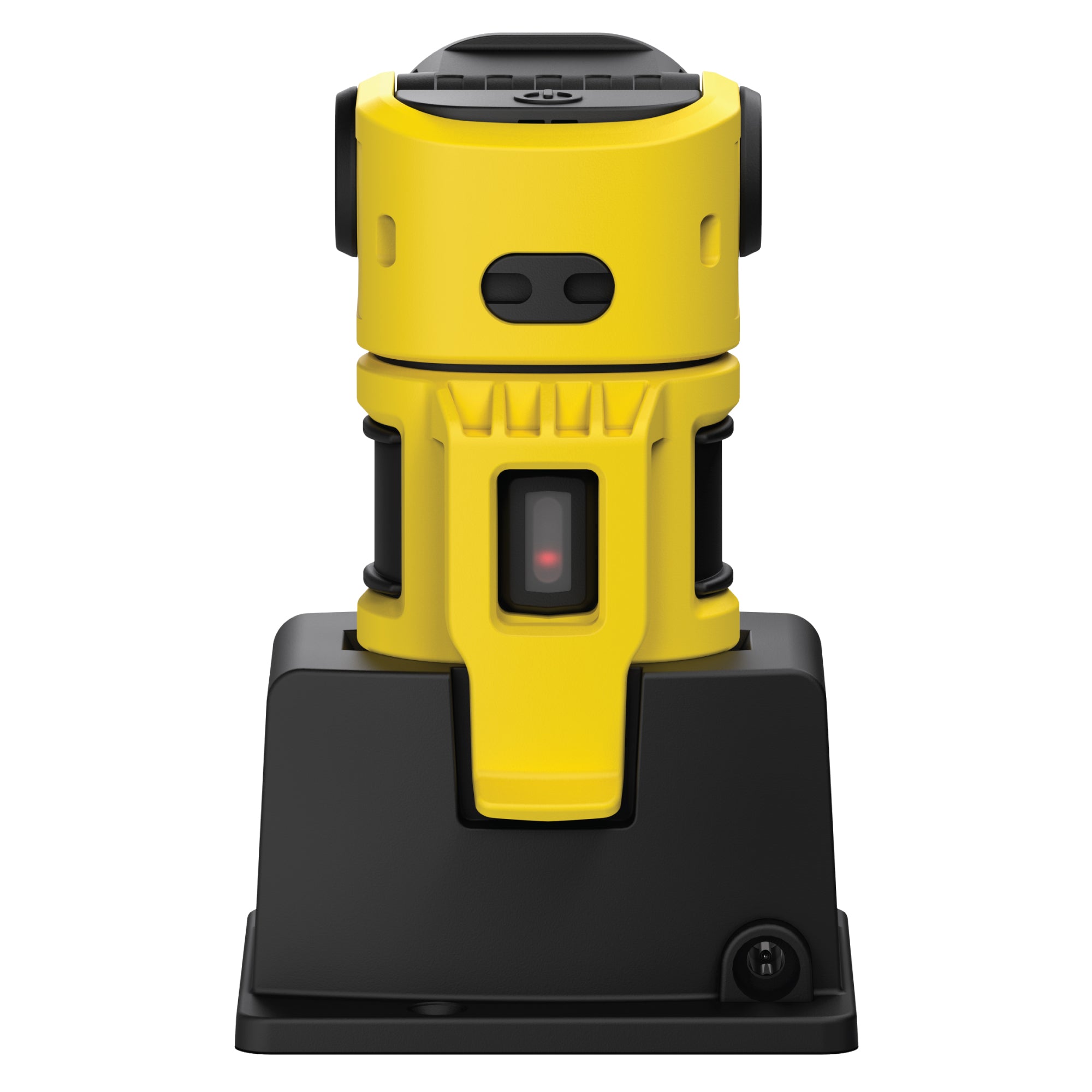 Charging Station for EXC6R showing a yellow Ledlenser light mounted on a black base with charging contacts and a red indicator