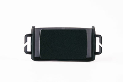 Ledlenser Spare Part Base Plate HF4R W S C Black Poly Bag front view showing a black foam pad and side mounting hooks