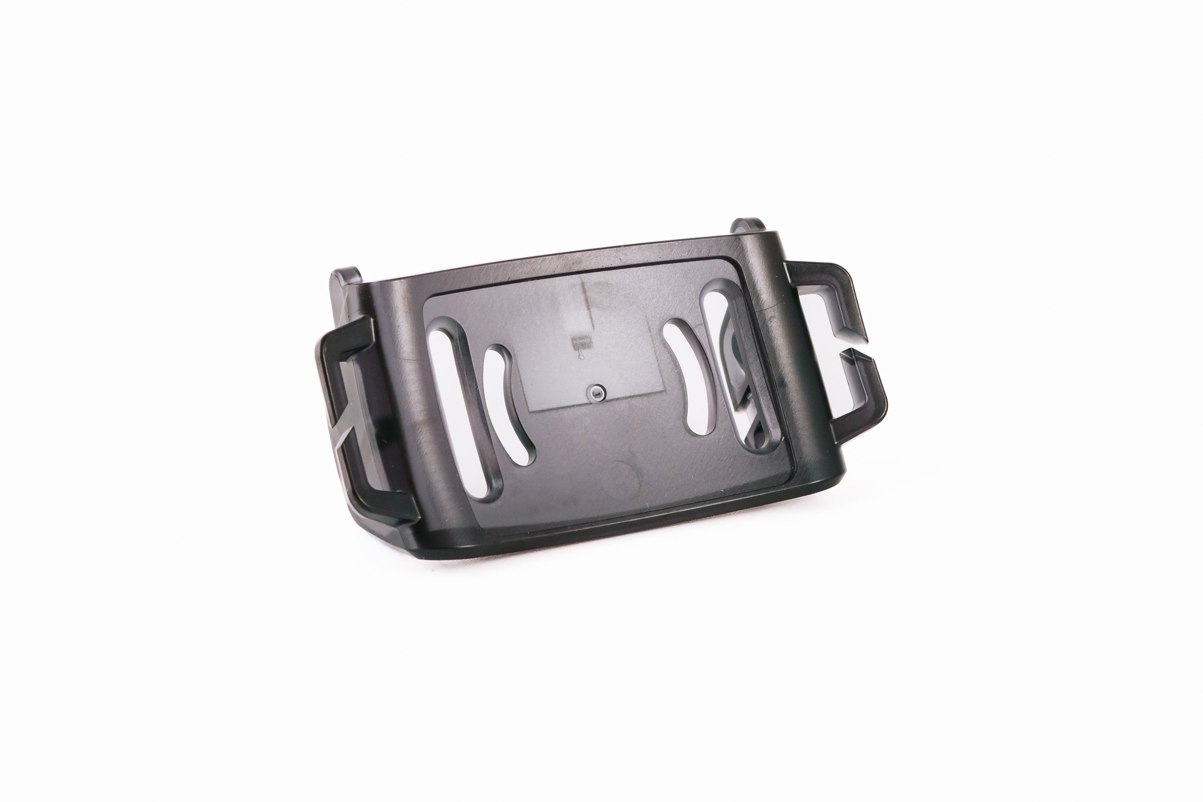 Ledlenser Spare Part Base Plate HF6R black plastic shown from a slight angle on a white background