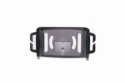 Ledlenser Spare Part Base Plate HF6R Black Poly Bag shown from front with black base plate and side mounting clips