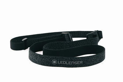 Ledlenser Spare Part Headband HF6R Core Black Poly Bag black textured headband laid flat with Ledlenser logo visible
