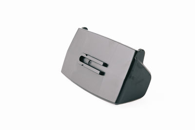 Ledlenser Spare Part Connect Adapter HF8R black poly bag shown from side angle black plastic docking adapter isolated on white background
