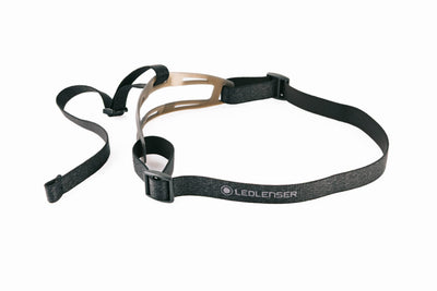 Ledlenser Spare Part Headband HF8R Core Black Poly Bag adjustable headband with buckle and visible Ledlenser logo on black strap