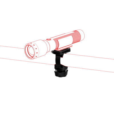 Ledlenser Universal Mounting Bracket Type E mounted headlamp and torch on adjustable clamp