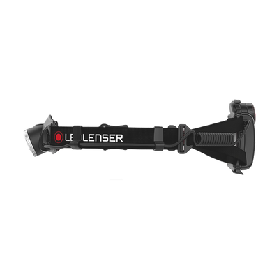 Ledlenser H7R 2 Headlamp positioned horizontally with a black adjustable strap and rear battery pack